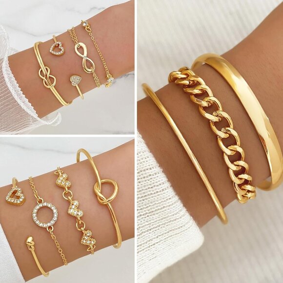 45 PCS Gold Jewelry Set for Women Dainty Dangle Earrings,Elegant Knuckle Rings,A - Picture 4 of 7